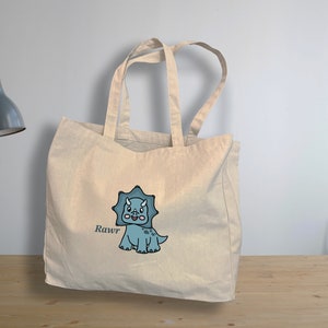 Dinosaur Tote Bag, Dino Print Shoulder Bag, Heavy Duty Shoulder Bag, Reusable Shopper, Gift For Dino Lovers