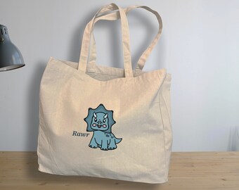 Dinosaur Tote Bag, Dino Print Shoulder Bag, Heavy Duty Shoulder Bag, Reusable Shopper, Gift For Dino Lovers