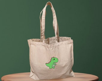 Dinosaur Tote Bag, Dinosaur Shopping Bag, Dinosaur Gift, Canvas Bag,  Gift for Dino Lovers