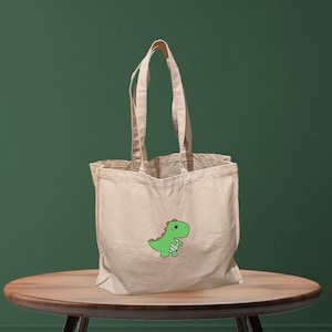 Dinosaur Tote Bag, Dinosaur Shopping Bag, Dinosaur Gift, Canvas Bag,  Gift for Dino Lovers