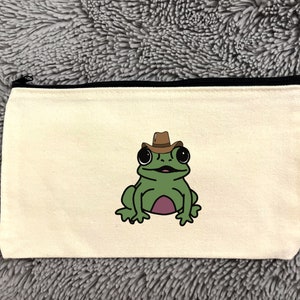 Frog Pencil Case, Cowboy Frog, Frog Lover Gift, Cute Pencil Bag, Kids School Supplies, Frog Design, Back To School