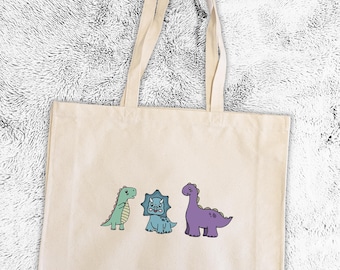 Dinosaur Tote Bag, Dinosaur Shopping Bag, Dinosaur Gift, Canvas Bag,  Gift for Dino Lovers