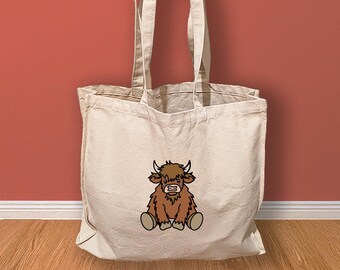 Highland cow tote bag for cow lovers, gifts for her