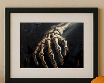 Gothic Skeleton Hand Art Print, Macabre Halloween Decor (Digital Download)