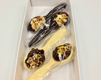 Artisan Schokoladenlöffel Set mit Bienenpollen & Cranberry - Luxuriöses Geschenk für Teeliebhaber