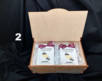 Productos de abejas en chocolate/Caja de regalo de chocolate personalizada/Regalo de chocolate en caja de madera/Chocolate artesanal en caja de madera/Set de regalo premium