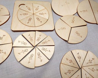 Montessori Fraction Circles - Wood Math Toys for Homeschooling and Education