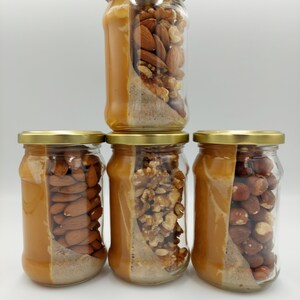 Latvian Flower Honey Half With Nuts/Honey Jar With Almonds, Walnuts and Hazelnuts/300ml