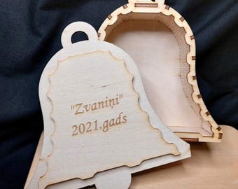 Bell-Shaped Birch Plywood Keepsake Box – Laser-Cut & Engraved Gift Box