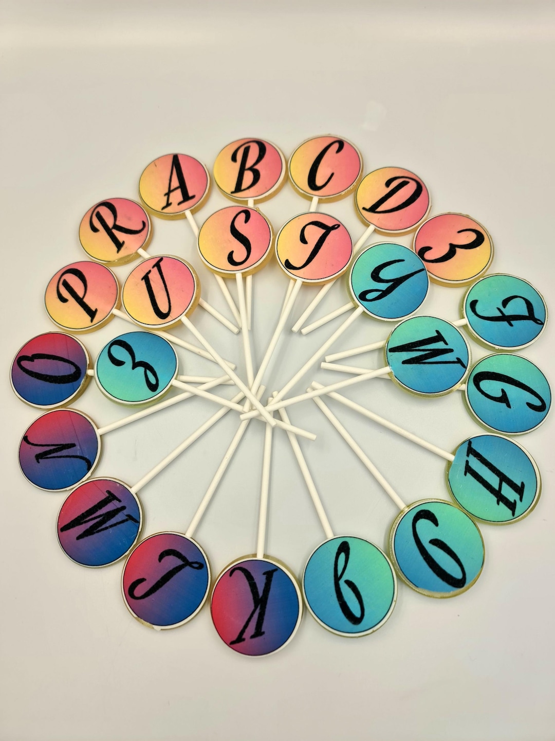 Monogram Letter Lollipops |round Edible Image Pops | Custom Initial ...