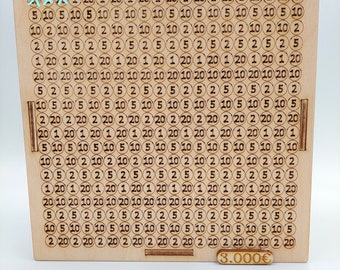 Caja de dinero/Hucha de monedas 1000,2000,3000/Hucha/Caja de ahorros/Caja de dinero de madera/Caja de dinero grabada/Caja de dinero única/Hucha de monedas creativa