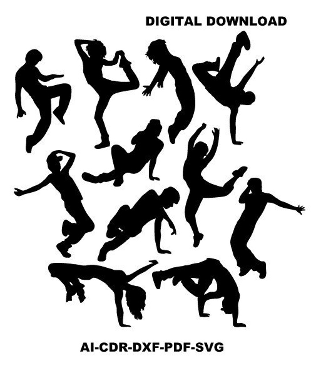 Hip-hop Dancer Silhouette SVG: Break Dance Vector Graphics (digital  Download) - Etsy, image size:1080x1295