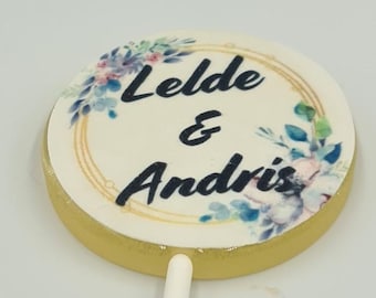 Custom Text Lollipops • Personalized Glucose Syrup Candy • Names/Date/Logo • Wedding & Event Favors
