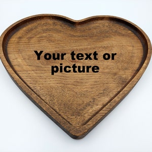 Oak Serving Tray Heart/Wooden Serving Tray/Solid Oak Serving Tray/Personalized Oak Serving Tray/Oak Snack Serving Tray/Premium Oak Serving