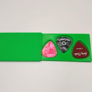 Custodia per plettri per chitarra stampata in 3D – Porta plettri compatto con apertura scorrevole – Contiene 3 plettri – Organizer da viaggio per musicisti