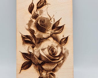3D Rose Engraved Birch Wood Wall Art: Floral Home Decor