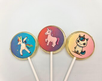 Unicorn and Animal Printed Lollipops – Edible Image Candy Party Favors, Custom Cartoon Sweets