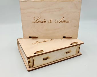 Caja de regalo de madera personalizada con grabado personalizado