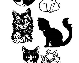 Files Cat Silhouette Face Cute Cat svg head,For Laser Machine,Cat Dxf,AI,Pdf,CDR,Laser Cut File,Cat Clipart