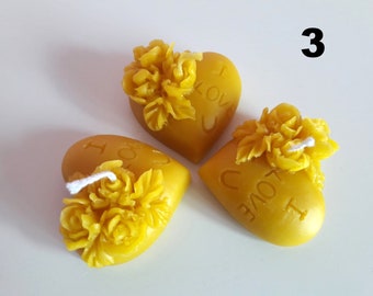 Hand-Poured Beeswax Candle: Heart, Bee & Animal Decor