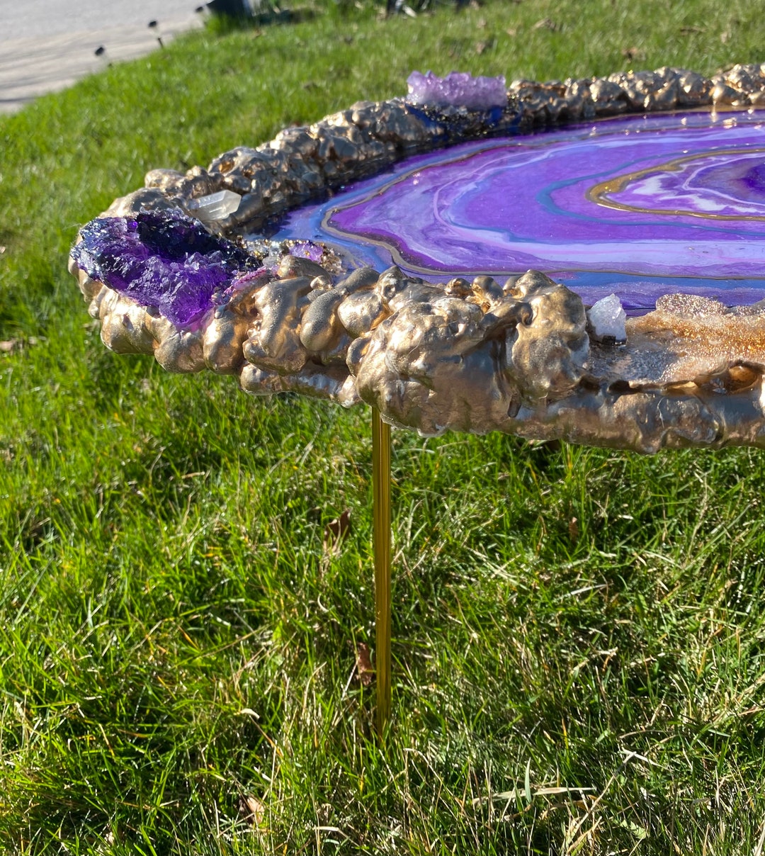 Geode Pool Table Amethyst Table/ Geode Table With Gold Highlights/ Arabstyle Resin ...