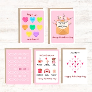 Ensemble de cartes de vœux chrétiennes | Cartes de foi | Ensemble de 5 modèles de cartes Christian Valentines | LIVRAISON GRATUITE