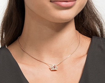 Crystal Bee a Queen Pendant - Red and Rose Gold - Timeless Elegance and Playful Charm - Luxury Women's Jewelry