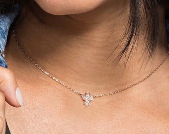 Magic Angel Necklace - White Crystal Pendant - Rose Gold-Tone Enchantment - Women's Luxury Jewelry