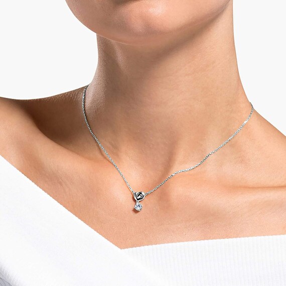 Lifelong Heart Pendant, Silver -tone Plated- Elegant White Lifelong Heart Pendant, Silver -tone Plated- Elegant White