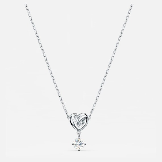 Lifelong Heart Pendant, Silver -tone Plated- Elegant White