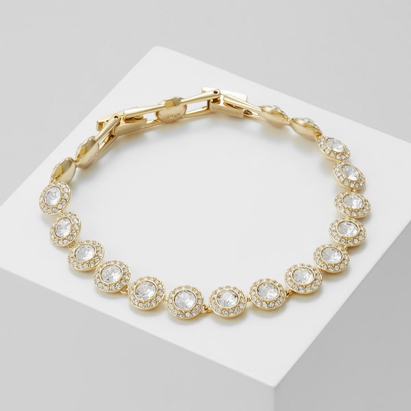 Engelachtige armband - Gouden kristallen hanger - Tijdloze schoonheid met rhodium-elegantie - Luxe damesaccessoire