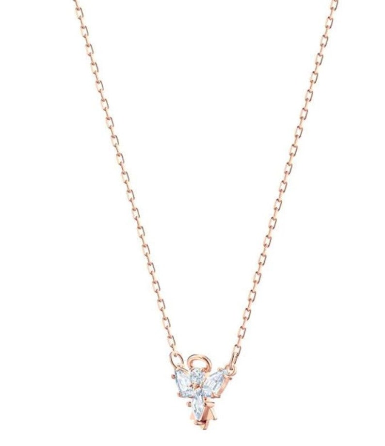 Magic Angel Necklace White Crystal Pendant Rose Gold-Tone Enchantment Women's Luxury Jewelry zdjęcie 3