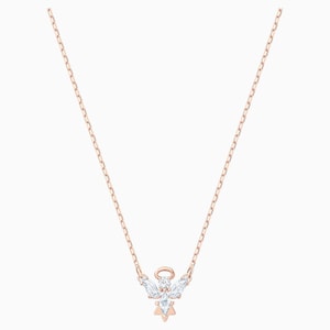 Magic Angel Necklace White Crystal Pendant Rose Gold-Tone Enchantment Women's Luxury Jewelry zdjęcie 2