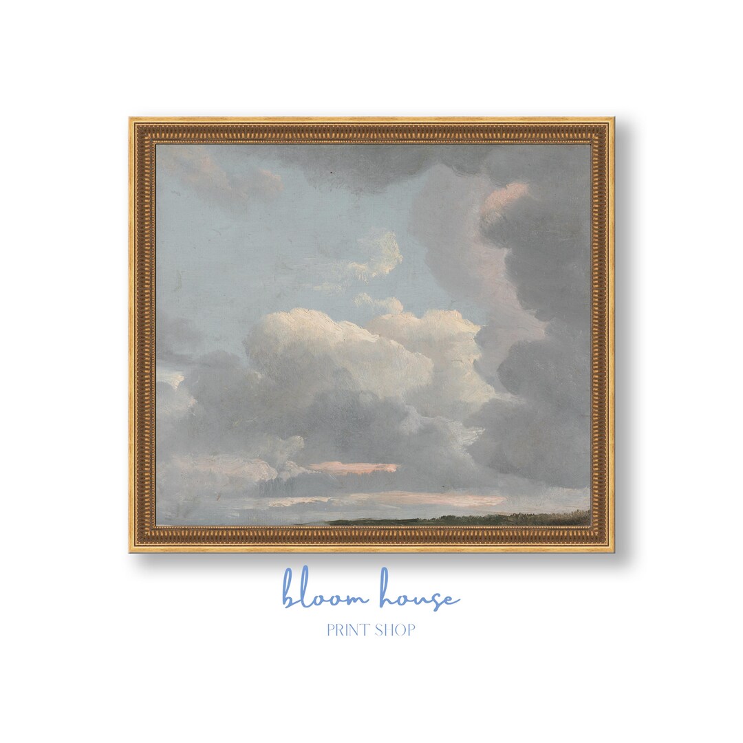 Printable Vintage Art, Cloud Oil Painting Digital Download, Sky Print ...