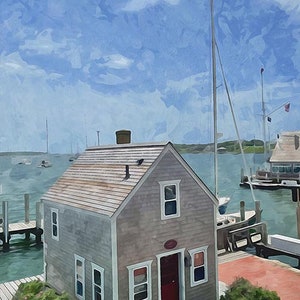 Martha&#39;s Vineyard Photography Digital Download, Edgartown Digital Download, Edgartown Harbor, Martha&#39;s Vineyard Watercolor