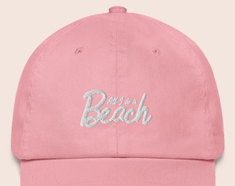 Pastel Baseball Cap mit Stickerei "All I do is Beach"