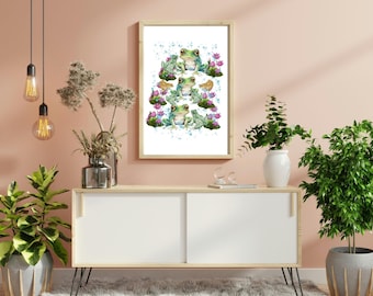 cute frog art frog painting frog illustration frog print frog canvas art frogs wall decor frog wall art cute frog poster printable download