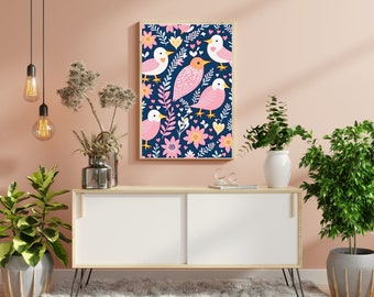 Vintage Bird Print: Floral Gallery Wall Art (Digital Download)