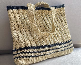 Handmade Paper Rope Shoulder Bag: Eco-Friendly Crochet Tote