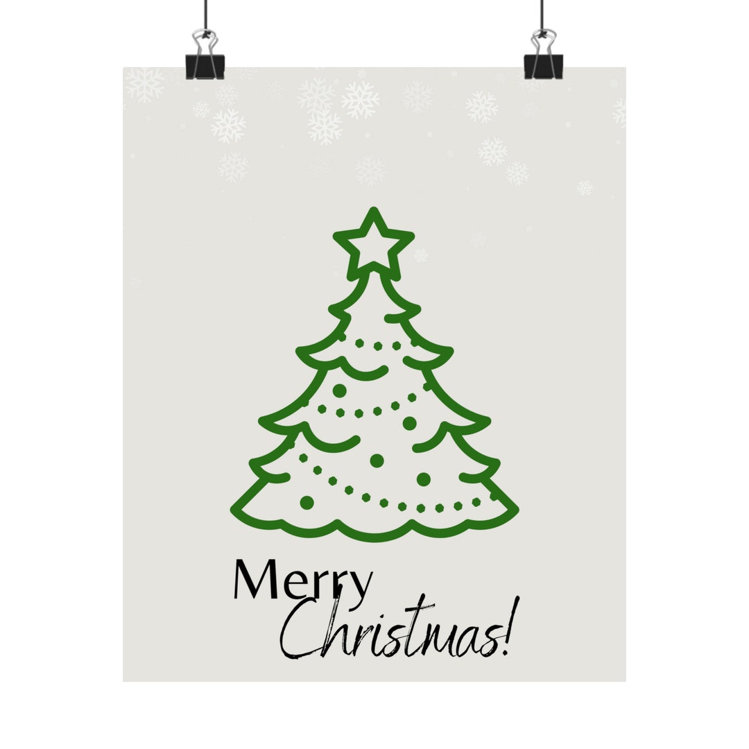 Merry Christmas Wall Art Christmas Tree Print Decoration Etsy
