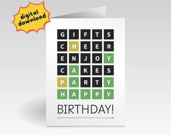 Biglietto di auguri di compleanno Wordle: biglietto divertente stampabile (download digitale)