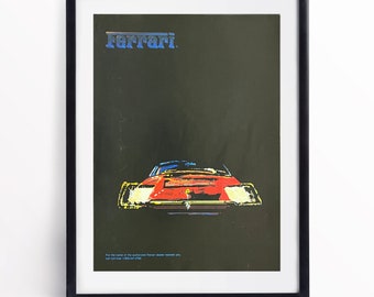 Original Retro 80s Car Advertisement 1980 Ferrari Magazine Ad Old Automobile Advertising Gift for Vintage Super Car Lover Gift for 80s Fan