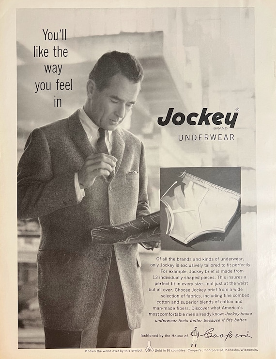 Vintage Fashion Advertisement Print Art Wall Decor Retro Print Ad Vintage  1960's Ad Mens Advertising Gift for Vintage Lover Jockey Underwear 