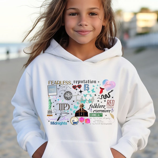 Girls Swiftie Sweatshirt, Swiftie Youth Hoodie, The Eras Tour Shirt, TTPD youth Hoodie, Swiftie merch, Gift for Tween; Girl Swiftie Jumper