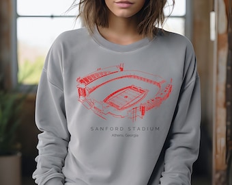 GEORGIA SANFORD STADIUM Comfort Colors Sudadera teñida de ropa unisex, Fútbol de Georgia, Bulldogs de Georgia, Día del juego de Georgia