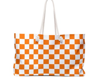 Orange Checkerboard Weekender Bag, Tennessee bag, Tennessee Vols bag, Game Day bag