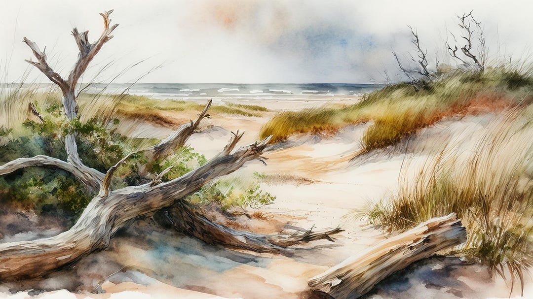 Printable Driftwood Charleston Watercolor Digital Art Coastal Wall ...