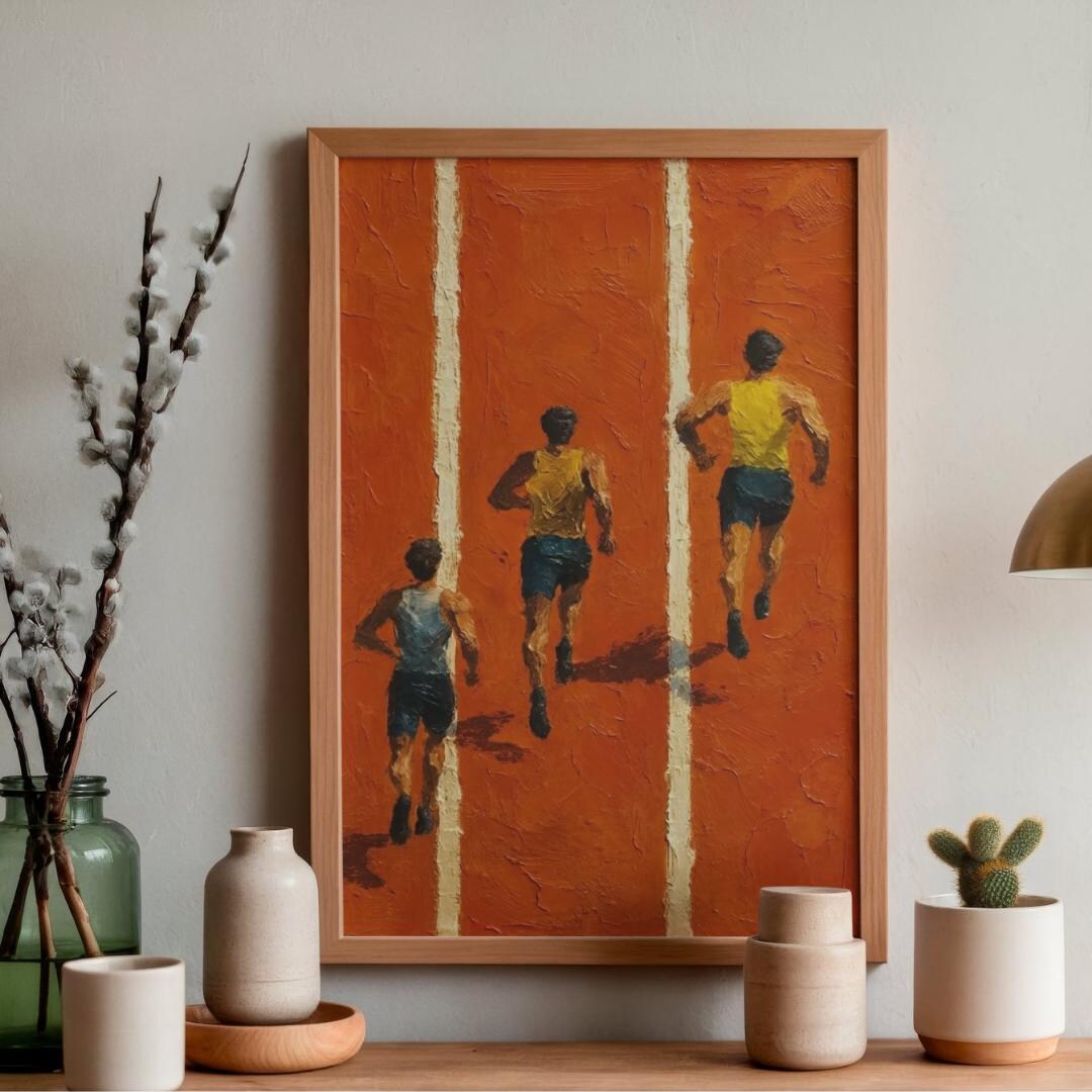 Running Track Print Running Track Wall Art Impasto Print, Athlete Race Poster, Sports Decor ...