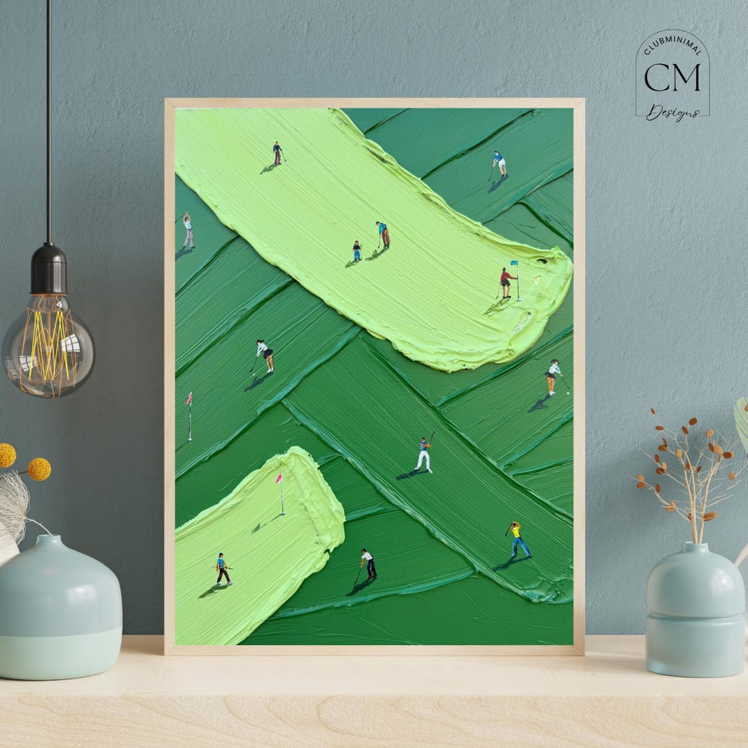 Golf Course Abstract Abstract Golf Course Oil Painting | Textured Sports Art (digital ...