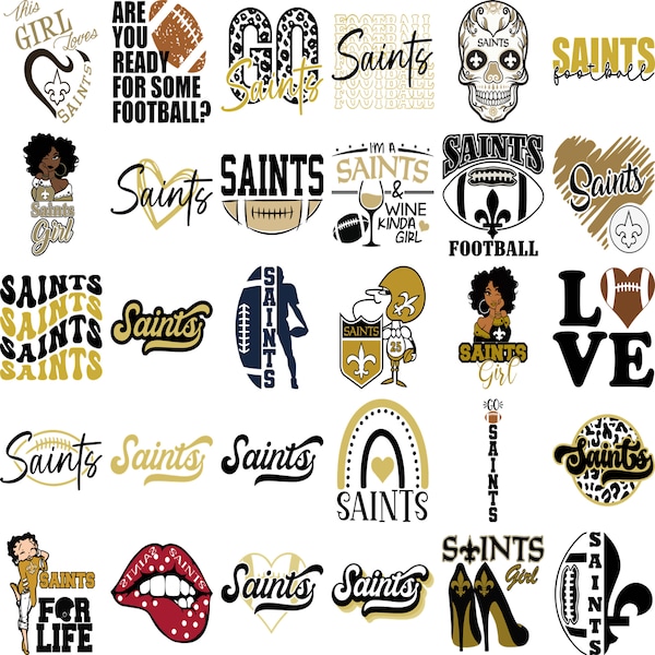 Saints SVG Bundle, Saints PNG Bundle, Digital Download, Cut File, Clipart, Sublimation PNG (16 individual svg/png/dxf/jpeg files)